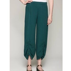 Lisa Bayne Gauze Crinkle Shirred Cinch Tie Woven Pant Blue Lagoon Medium